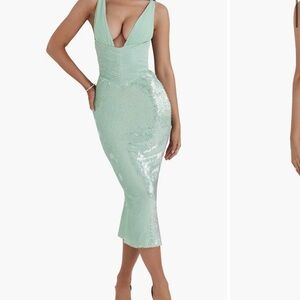 HOUSE OF CB Thala green Sequin Dress size small NWT